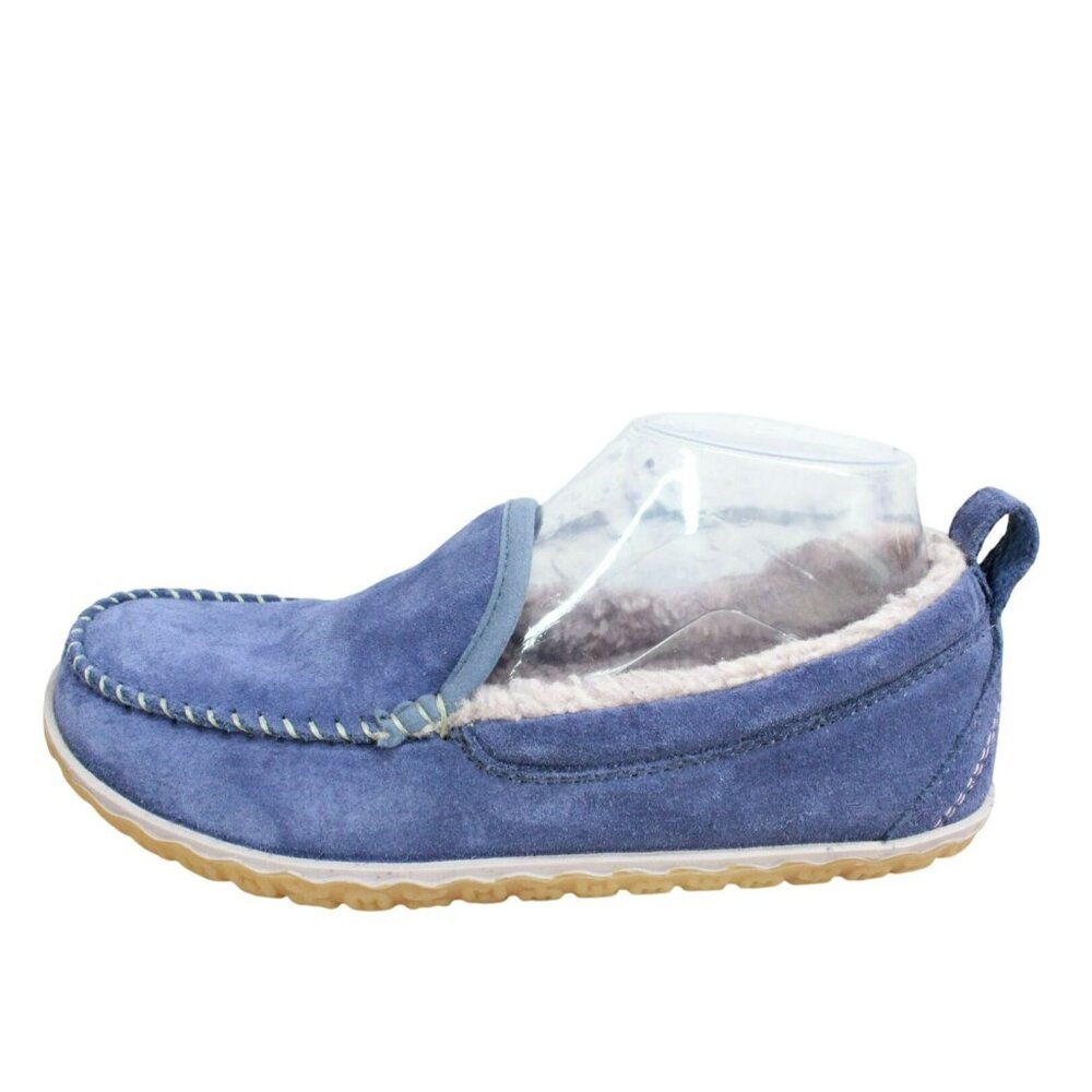 LL Bean Purple Suede Slip On Fleece Lined Mountain Moccasin Slippers Size 8 M